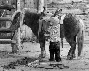 Kid with a mini horse